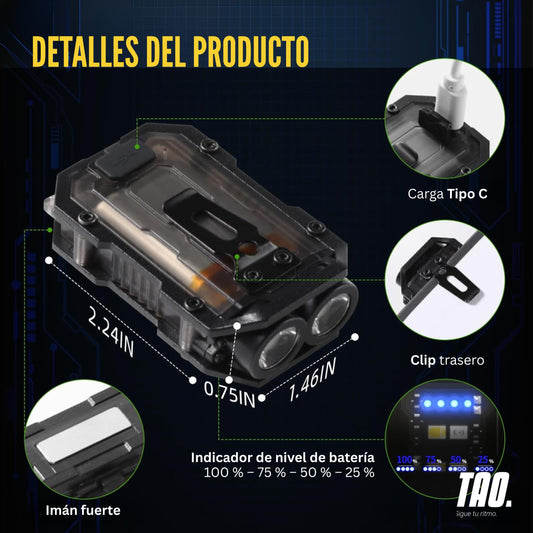 Linterna de bolsillo con clip y llavero